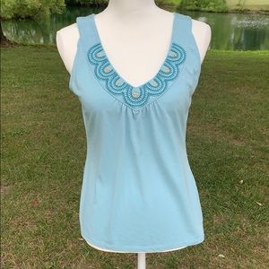Liz&co Tank Top Light Aqua Teal Size Large EUC